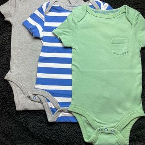 Cloud Island Baby Boy Onesies w/pocket Set of 3 ~3/6 months